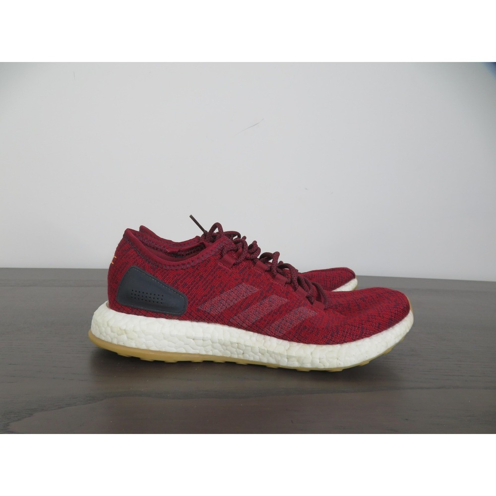 Adidas PureBoost Shoes Mens 9 Red Knit Road Running Sneakers BA8895 Gym Walking